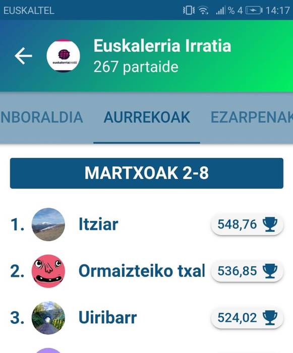 Itziarrek irabazi du Egunean Behin jokoko Euskalerria Irratiko saria