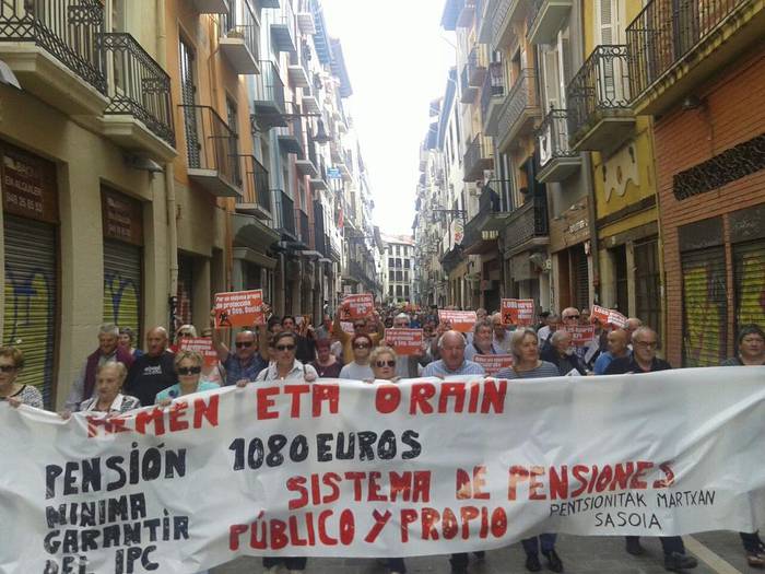 Pentsio duinak eskatzen segituko dute: larunbatean manifestazioa, Iruñean