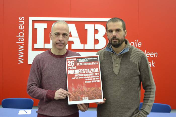 Prekarietatearen aurkako manifestaziora deitu du LABek urtarrilaren 26rako