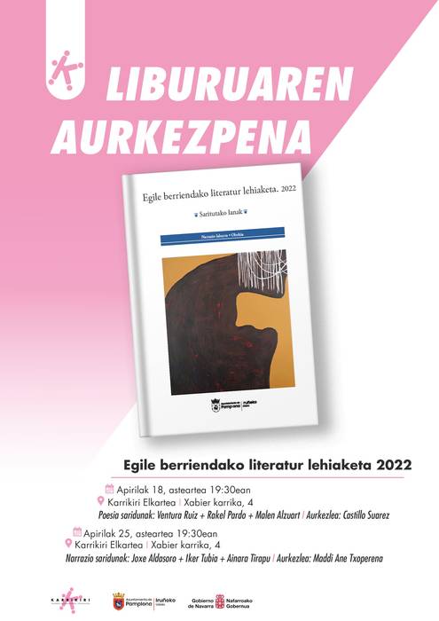 'Egile berriendako literatur lehiaketa 2022' liburua aurkeztuko du gaur Iruñeko Udalak