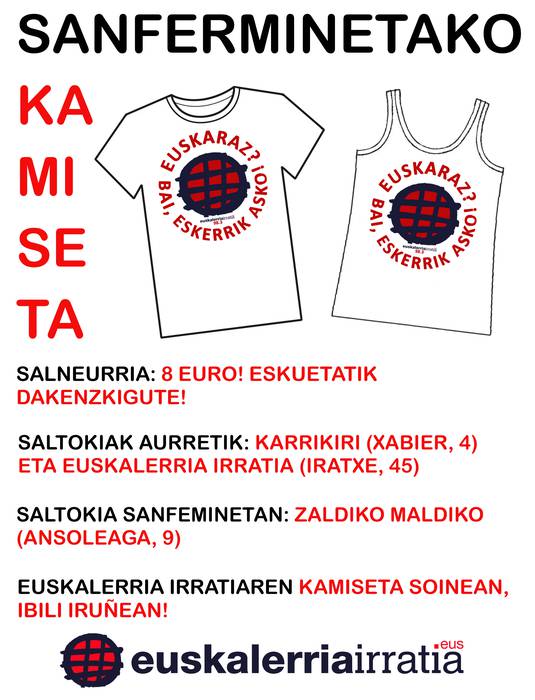 Sanferminetako kamiseta, jada salgai