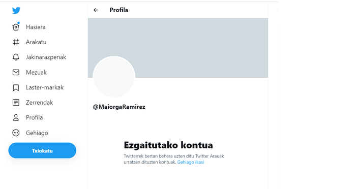 Twitter kontua itxi diote Maiorga Ramirez EAko kritikoari