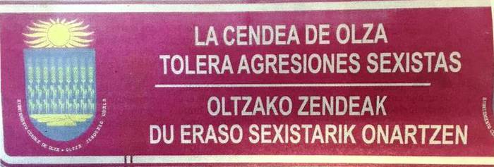 Eraso sexistak gaitzesten dituen kartelari eraso egin diote Oltza Zendean