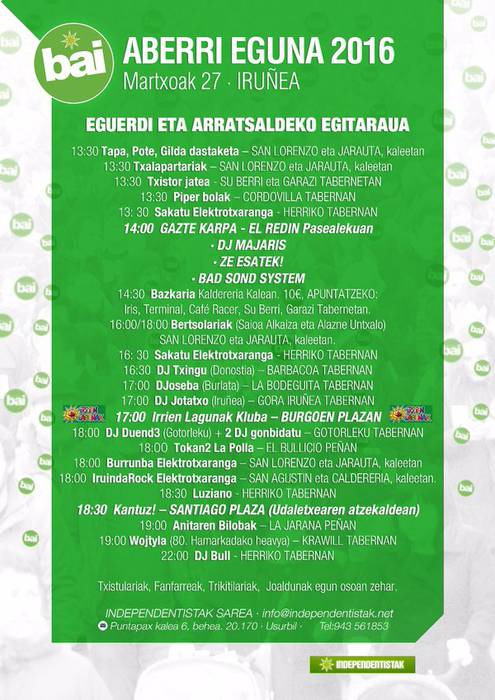 60 taberna eta hainbat peñek bat egin dute laguntzaile gisa Aberri Egunarekin