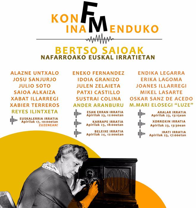 ‘Konfinamenduko Bertso Saioak’ egitasmoa abiatuko da bihar Euskalerria Irratian