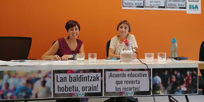 Hezkuntzan kudeaketa negargarria ari da izaten ELA eta Steilasen ustez