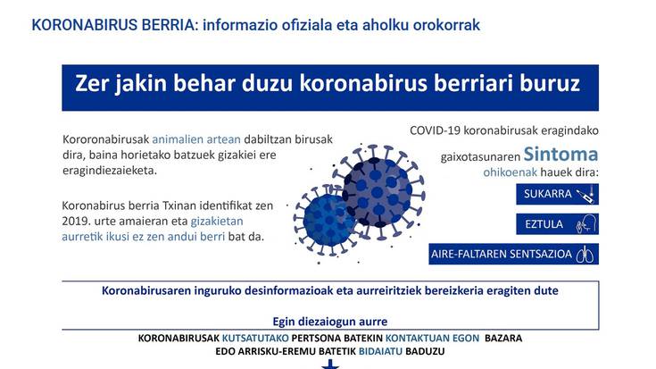 Koronabirusari buruzko informazio webgunea zabaldu du Nafarroako Gobernuak