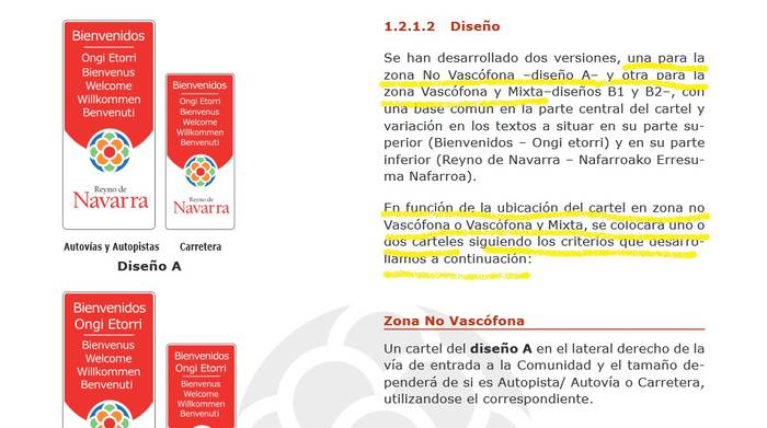 Nafarroako Gobernuaren ongietorria, euskaraz txikiago.