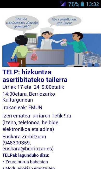Berriozarko TELP tailerra. Izen ematea.