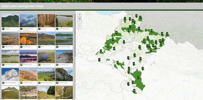Naturguneak mapa interaktibo batean, ikusgai